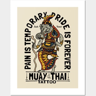 Vintage Muay Thai Tattoo Sak Yant Hermit Elephant Posters and Art